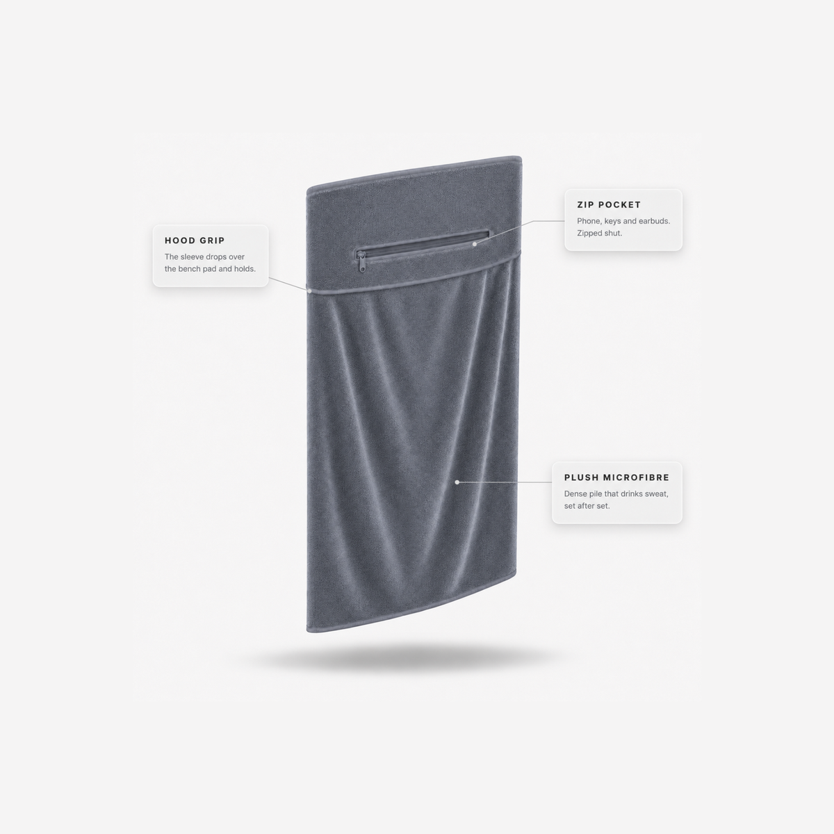 Louit Gym Towel with Zip Pocket & Bench Hood