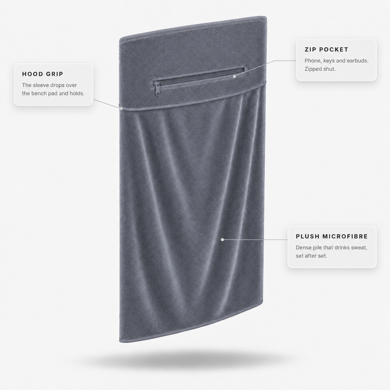 Louit Gym Towel with Zip Pocket & Bench Hood